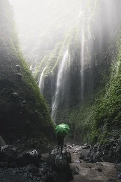 View of waterfall in Java, Indonesia Stock Photos