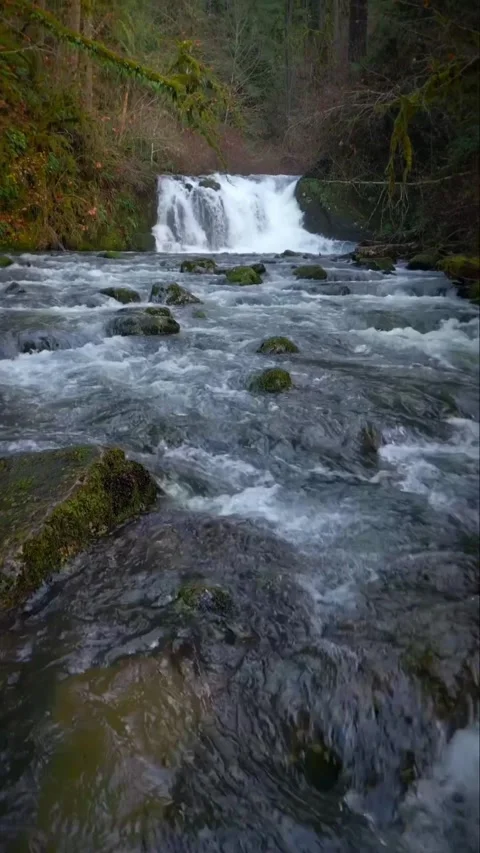 View of waterfall in the mountains Stock Footage 273868561