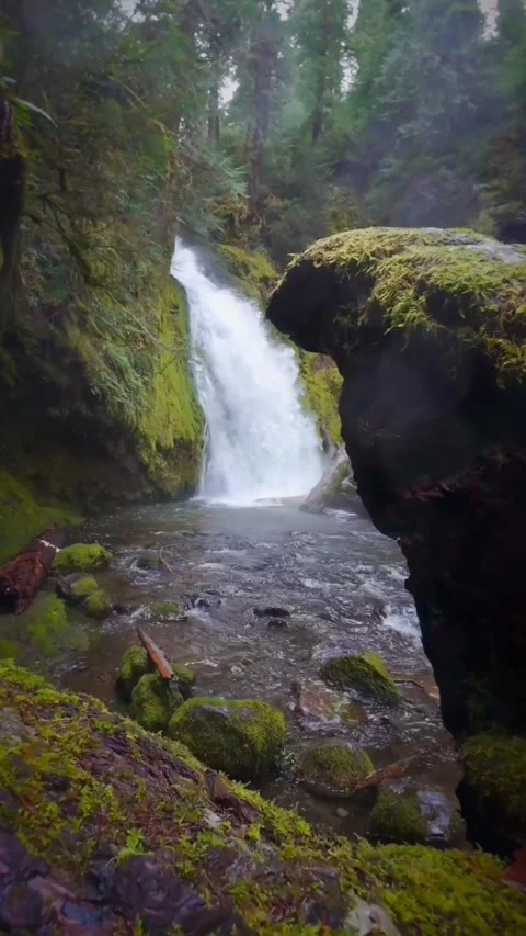 View of waterfall in the mountains Stock Footage 273977569