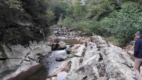 The view of the waterfall Stock Photos