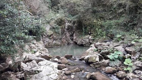 The view of the waterfall Stock Photos