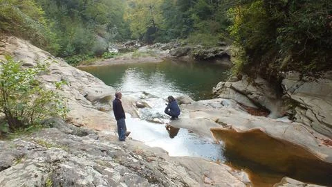 The view of the waterfall Stock Photos