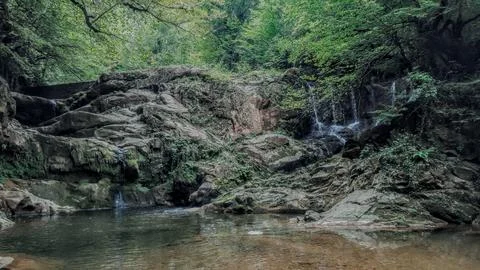 The view of the waterfall Stock Photos