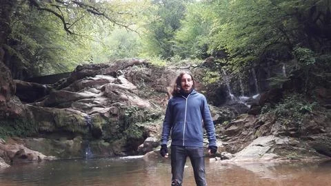 The view of the waterfall Stock Photos