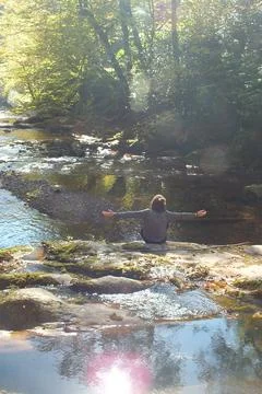 The view of the waterfall Stock Photos