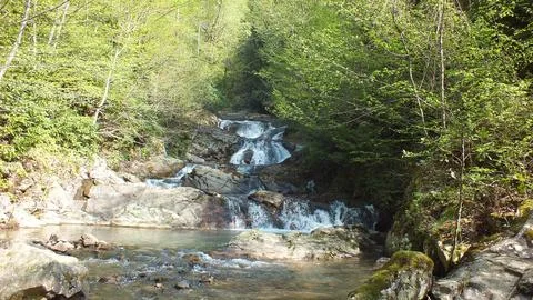 The view of the waterfall Stock Photos