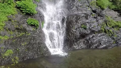 View Of The Waterfall plunge pool, Mountain Forest, Banaue, Luzon, Philippines Stock Footage 235615870