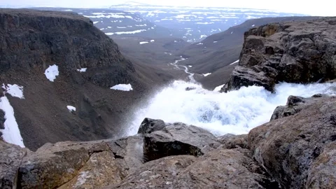 View on a waterfall at Putorana plateau Stock Footage 170028616