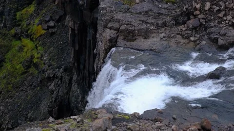 View on a waterfall at Putorana plateau Stock Footage 170028702