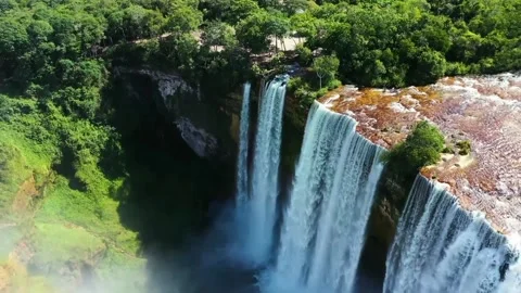 The view of the waterfall ravine Stock Footage 234026499