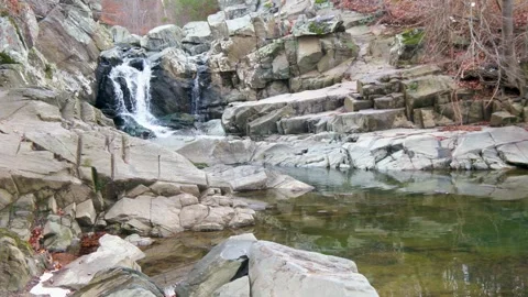 View of a waterfall at Scott's Run Nature Preserve, United States. Video stock 333526537