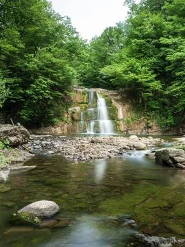 View of waterfall in spring Stock Photos
