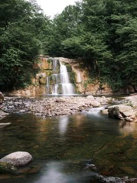 View of waterfall in spring Stock Photos