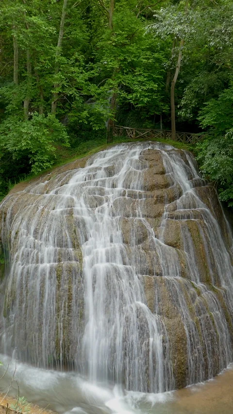 View waterfall in vertical format. Silk effect. Long exposure.Time Lapse. Stock Footage 289006894