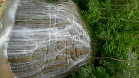 View waterfall in vertical format. Silk effect. Long exposure.Time Lapse. Stock Footage 289006932