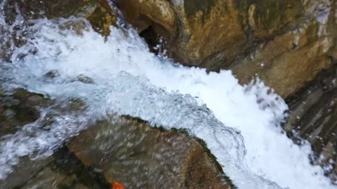 View of waterfall water close up Stock Footage 141355692