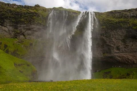 View of waterfall on a windy day Stock Photos