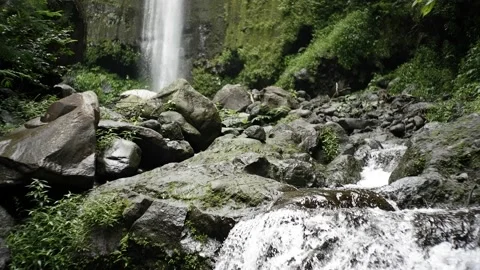 View of waterfalls and rushing rivers in the middle of the forest Stock-Footage 171196642