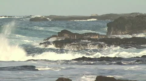 View of A Wave As It Hits the Rocky Shore 2 Stock-Footage 19198100