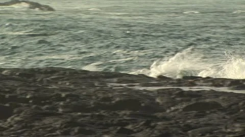 View of A Wave As It Hits the Rocky Shore 4 Stock-Footage 19198560