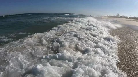 View of waves in the afternoon light Stock Footage 136178582