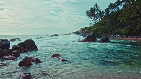 View of the waves and the beach Stock Footage 241834551