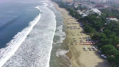 View of the waves on the beach in Bali Stock Footage 277409722