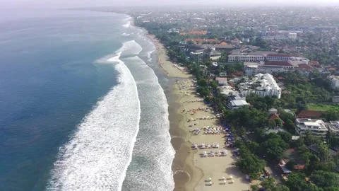 View of the waves on the beach in Bali Stock Footage 277409732