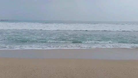 View of the waves on the Beautiful Beach Side at Kuta Beach Bali Stock Footage 170648450