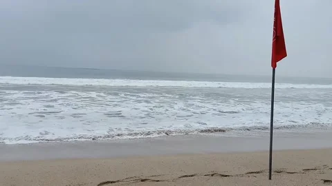 View of the waves on the Beautiful Beach Side at Kuta Beach Bali Stock Footage 170649075