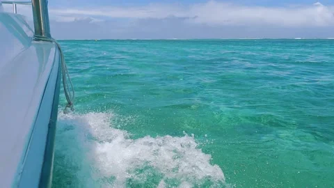 View To The Waves Below the Boat at Bel Ombre, Mauritius Stock Footage 199437551