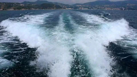 View of the waves from a motorboat in the sea Stock Footage 111423146