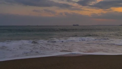 View of the waves on the shore of the Pacific Ocean Stock Footage 125882443