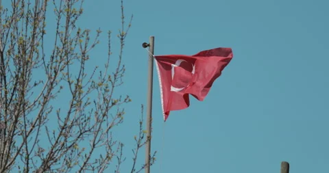 View of a waving Turkish flag Stock Footage 144666823