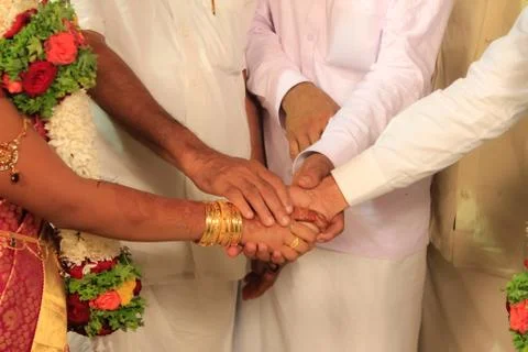 View of a wedding function moments with bride and groom Stock Photos