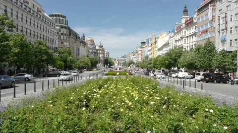 View of the Wenceslas Square in Prague. Stock Footage 64481004