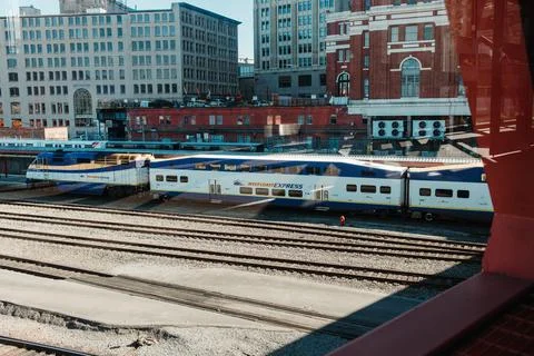 View of West Coast Express Train from Waterfront station Stock Photos