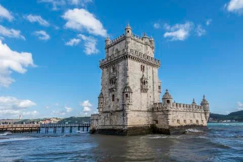 View of the west side of the Belem tower Stock-Fotos