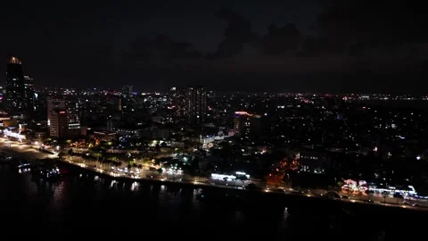 View of west side of Da Nang at night Видео 332806089
