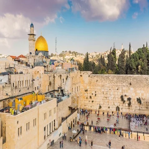 View to Western Wall or Kotel in Jerusalem - Time Lapse, Tilt Up Vidéo 69492004
