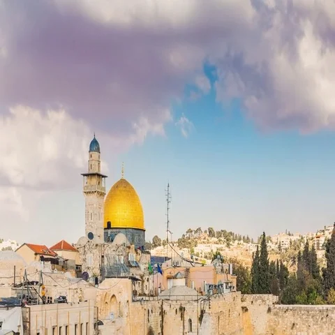 View to Western Wall or Kotel in Jerusalem - Time Lapse, Zoom Out Stock-Footage 69495546