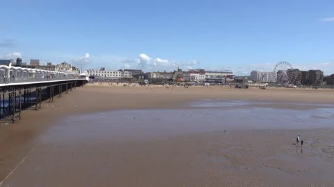 View of Weston-Super-Mare Beach camera panning right Stock Footage 291713495