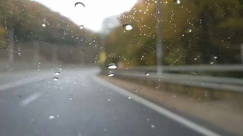 View on a wet track from the moving car Stock Footage 56433165