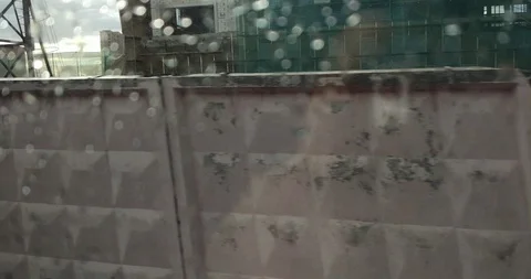 View from the wet window of a speeding train Stock Footage 111837595
