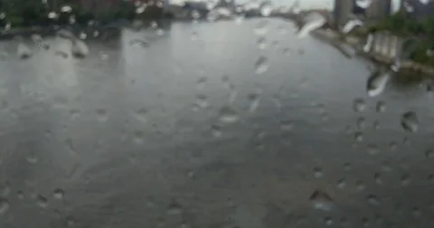 View from the wet window of a speeding train Stock Footage 111837598