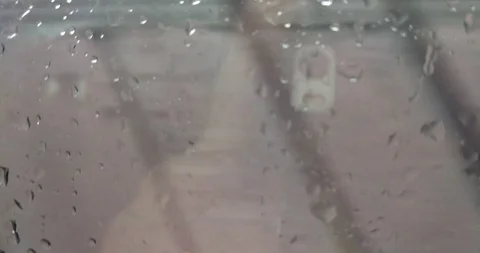 View from the wet window of a speeding train Stock Footage 111837601