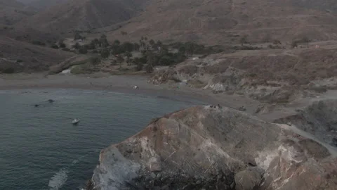 View of the "Whale's Tail" at Two Harbours, Catalina Island Stock Footage 225518224