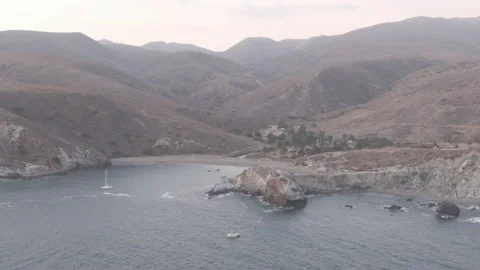 View of the "Whale's Tail" at Two Harbours, Catalina Island Stock Footage 225518626