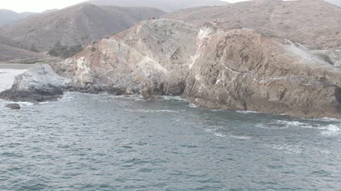 View of the "Whale's Tail" at Two Harbours, Catalina Island Stock Footage 225520186
