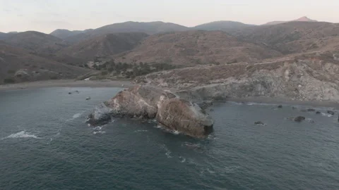 View of the "Whale's Tail" at Two Harbours, Catalina Island Stock Footage 225521328